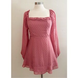 Altar’d State | Swiss Dot Lace Up Back Long Sleeve Dress